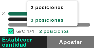 Cupón de apuestas mostrando 'G/C - Extra'