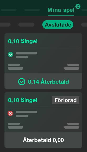Exempel på förlorade spel inom Mina spel